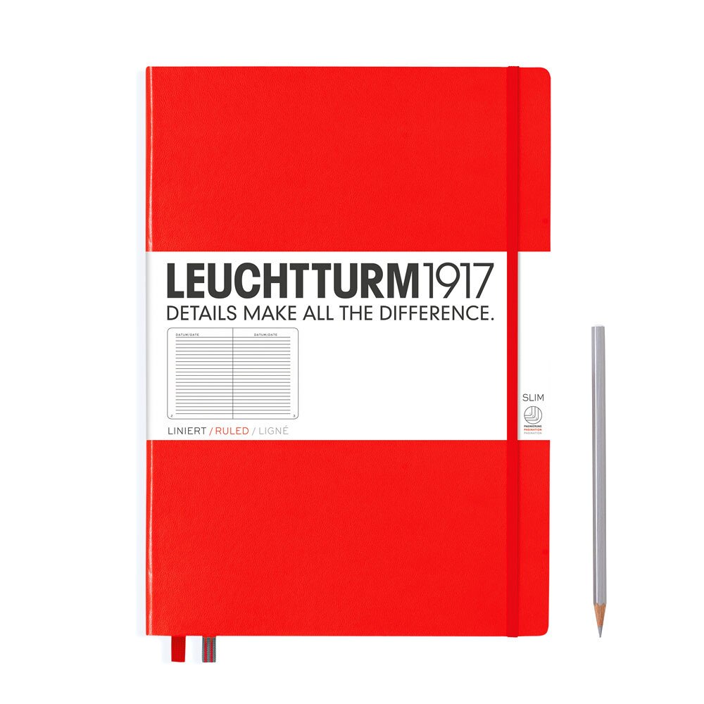 Leuchtturm 1917 Master Slim A4+ Hardcover Notebook 121ct – Red – Ruled